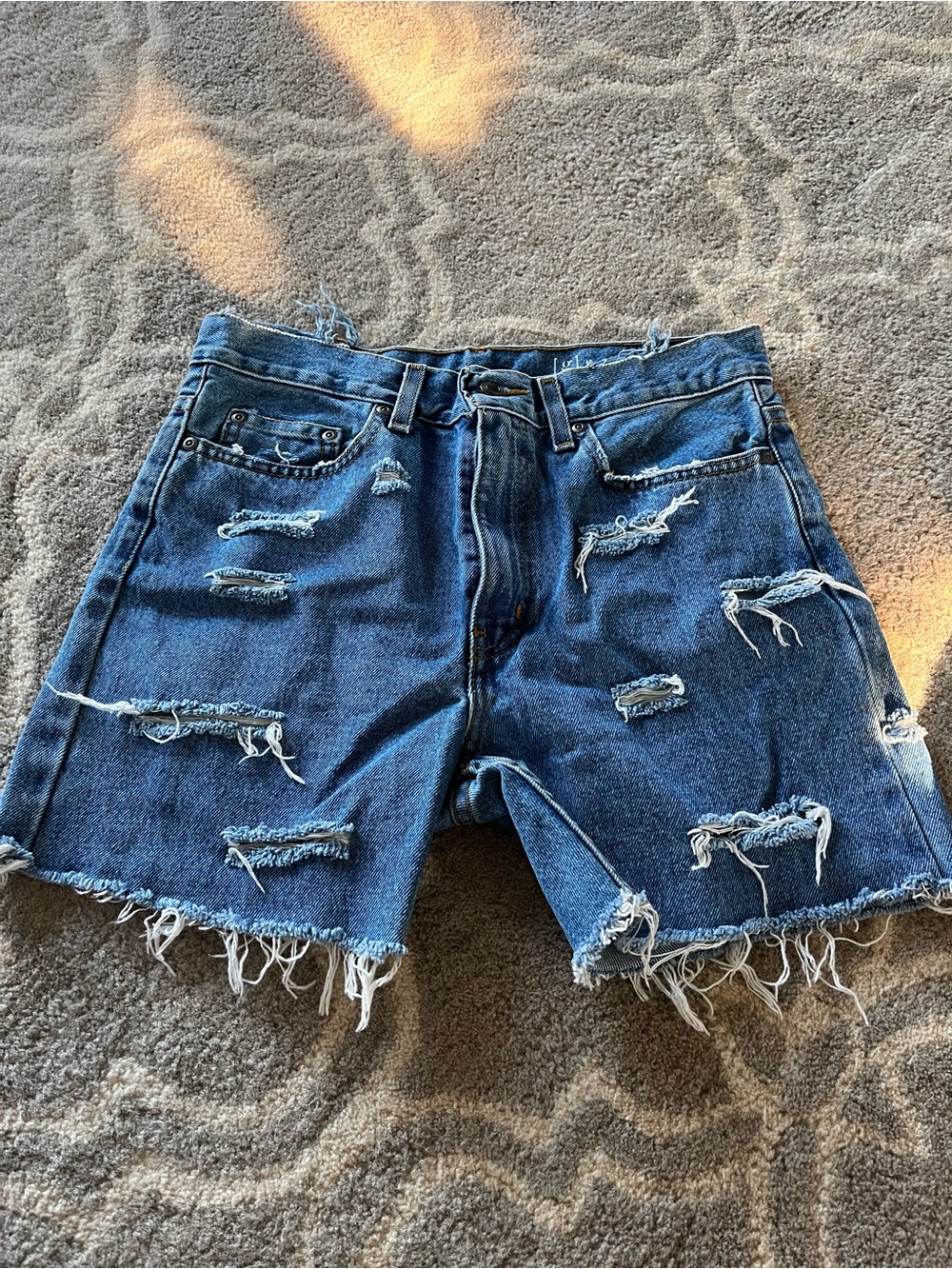 George Distressed Blue Denim Jean Shorts